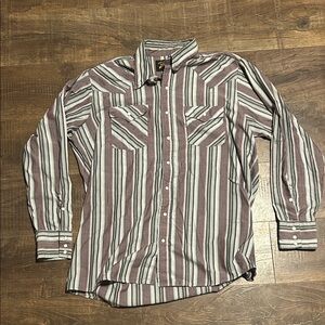Striped Men's Shirt - Maroon and White